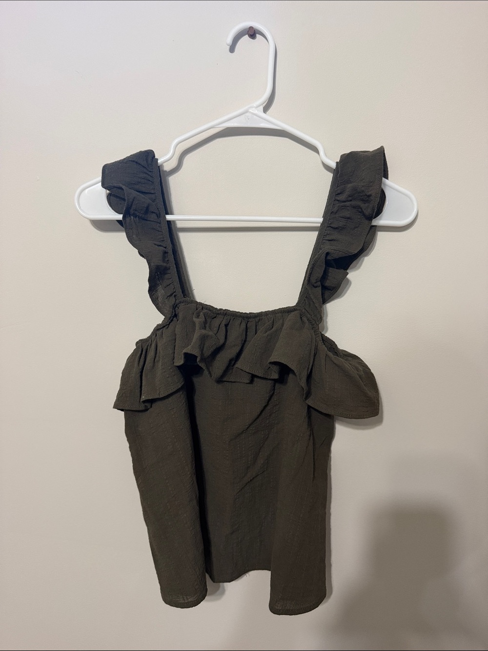 Sienna Sky Olive Ruffle Strap Women's Top